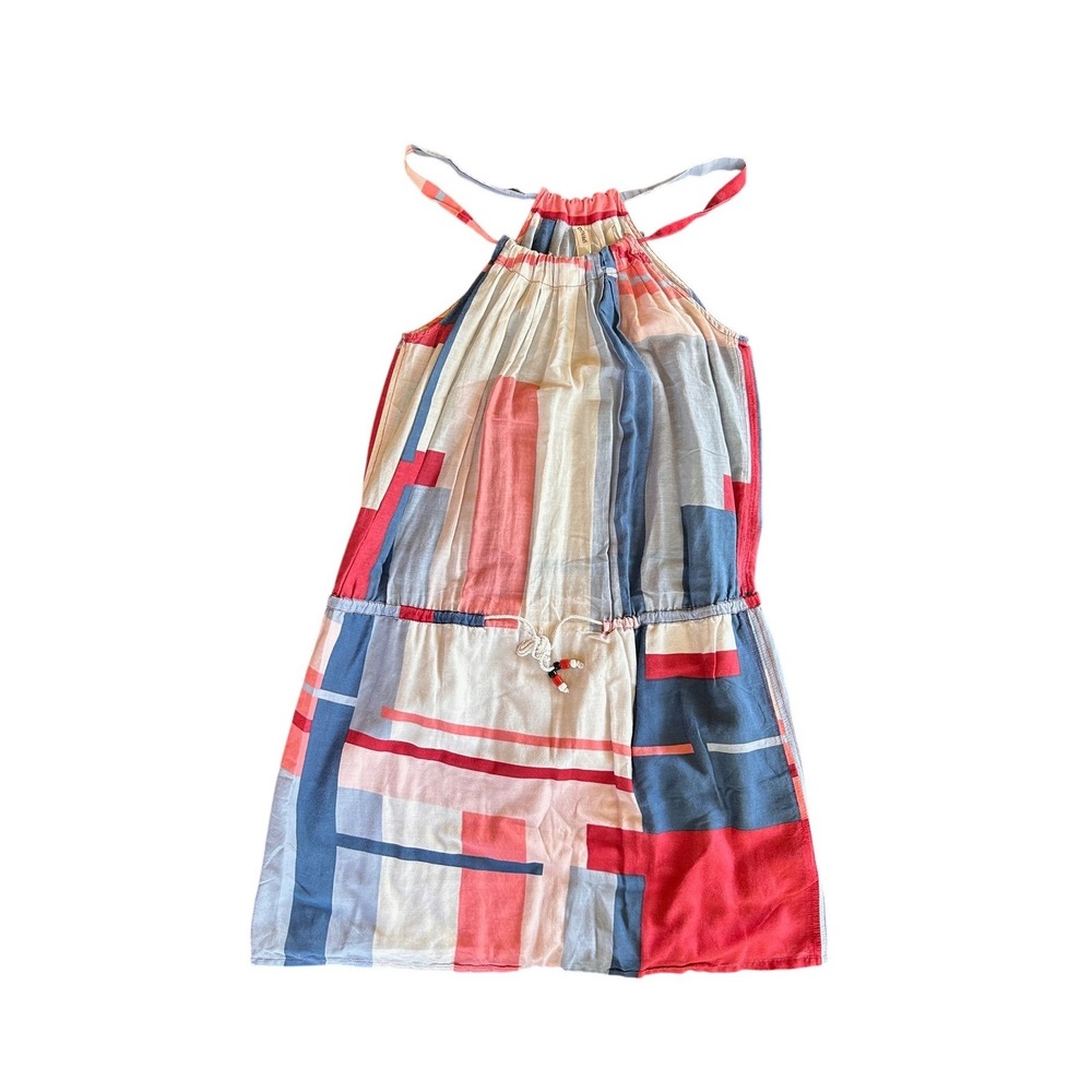 Springfield Womens Halter Mini‎ Dress Red Blue Abstract Geometric Colorblock 10